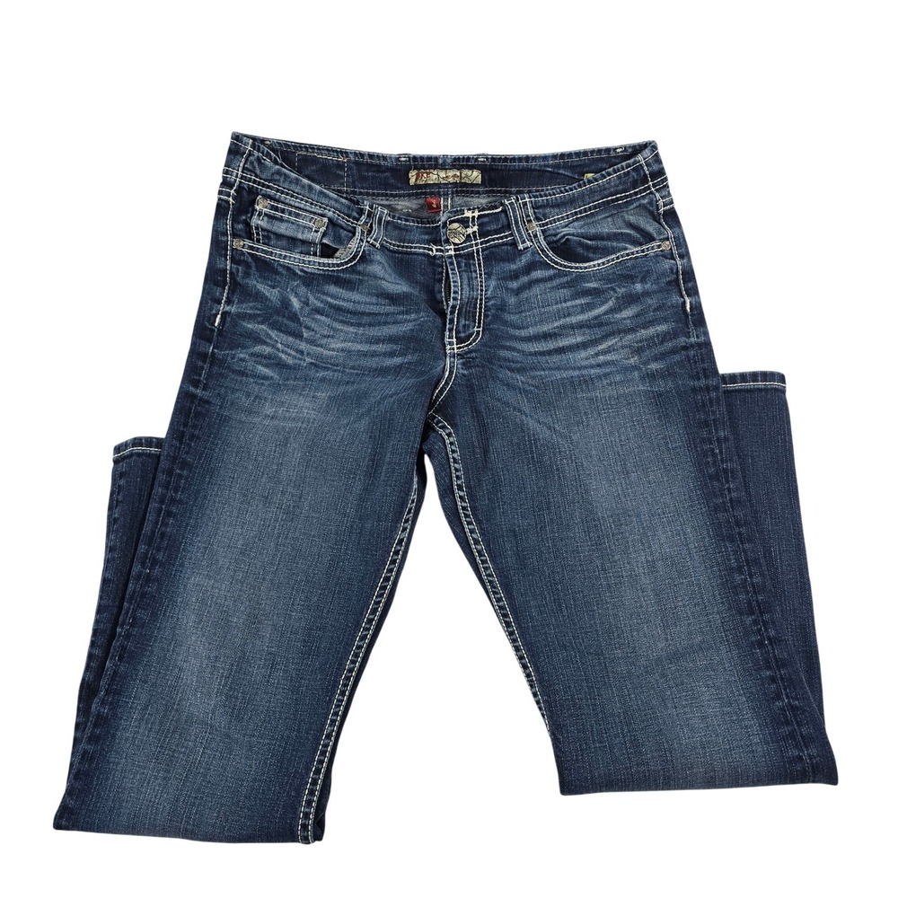 BKE Wendy‎ Bootcut Jeans Womens 31x29.5 Dark Wash Contrast Stitch Low Rise Denim